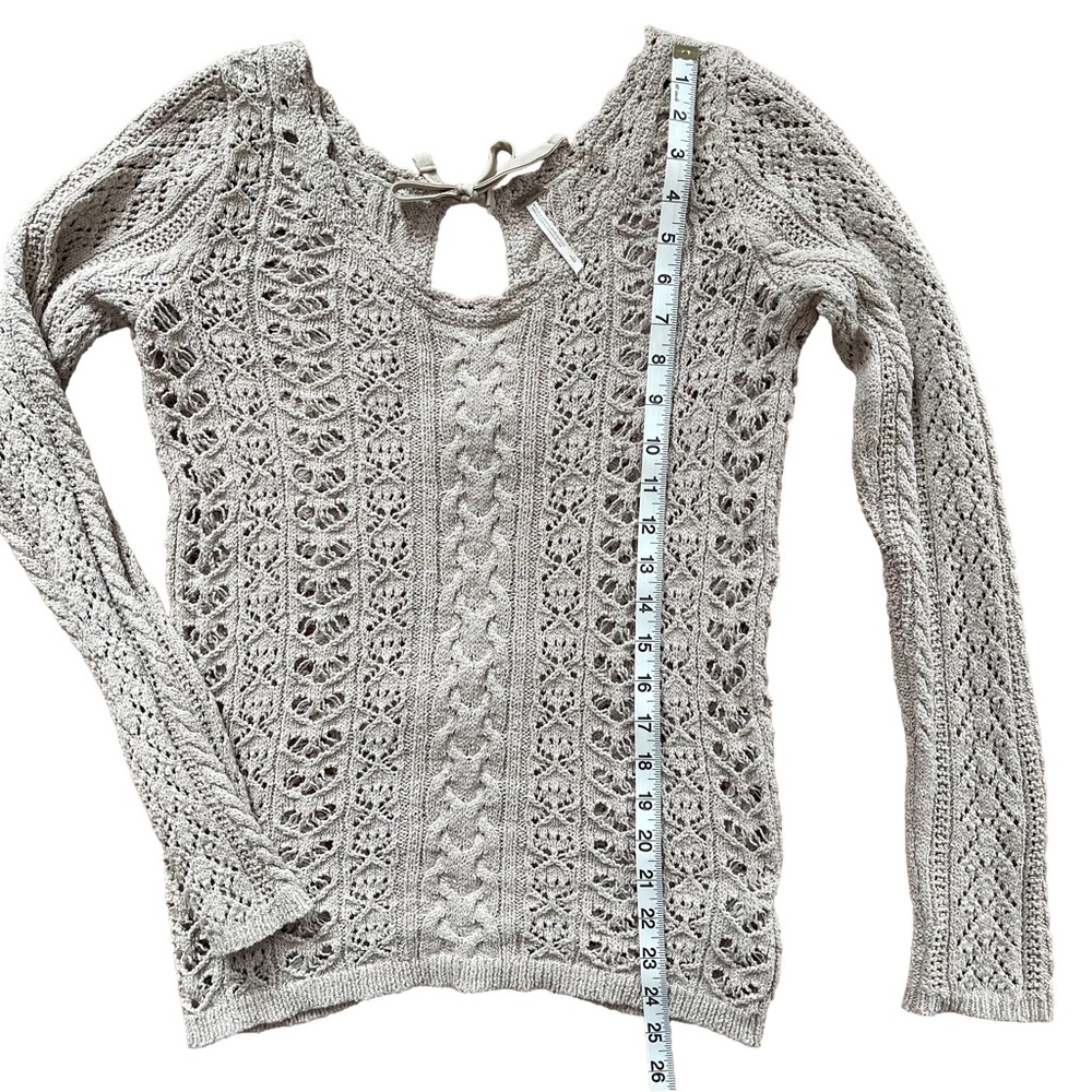 Free People Fitted Textured Knit Sweater with Open Ribbon Tie Back - Picture 6 of 8
